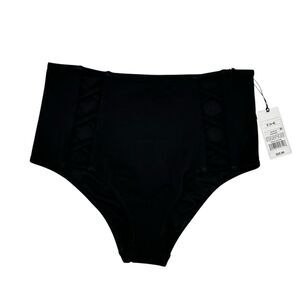 Shade & Shore High Waisted Lattice Side Black Bikini Bottoms Size Small S 4/6‎